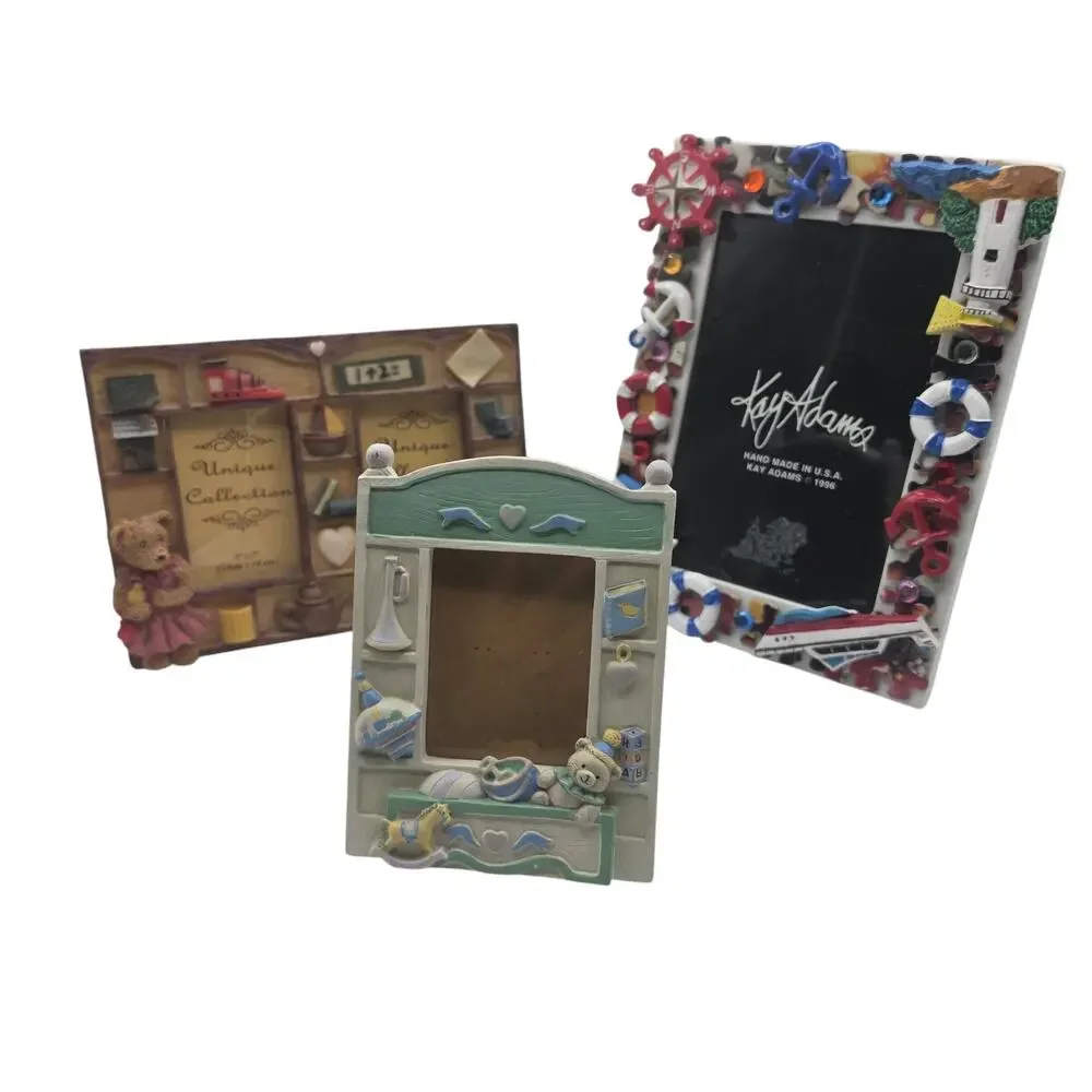Whimsical 3D Picture Frames Lot - Kay Adams 1996 Nautical Nursery Vintage 90s